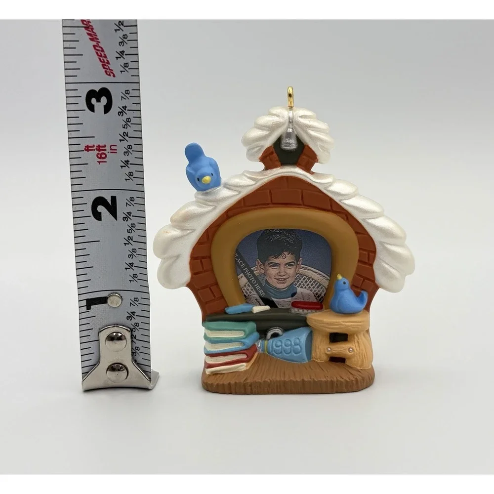 1998 Hallmark Keepsake Ornament #1 Student Photo Holder School House QX6646 VTG